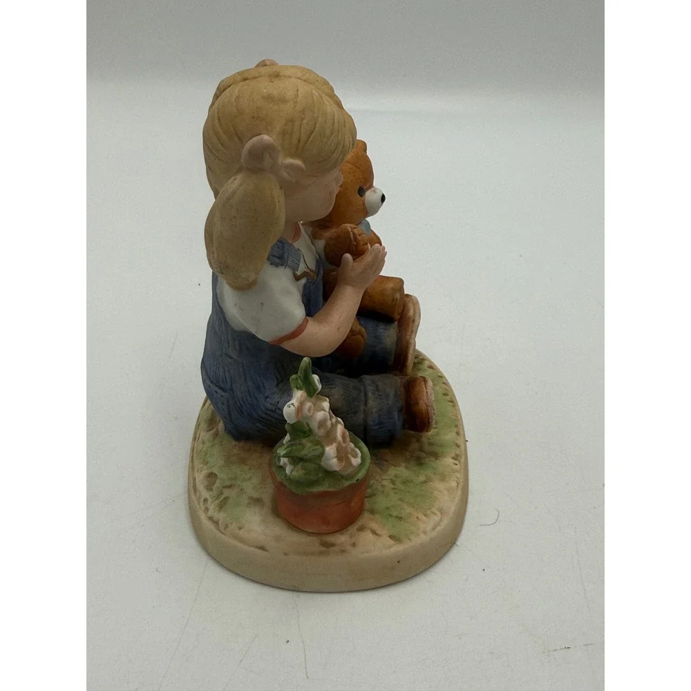 Vintage 1985 Homco Denim Days Figurine 1504 Debbie with Teddy Bear Porcelain